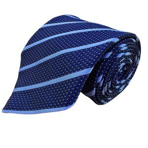 Giorgio Armani Mens Blue 100% Silk Patterned Striped Tie Made In Italy